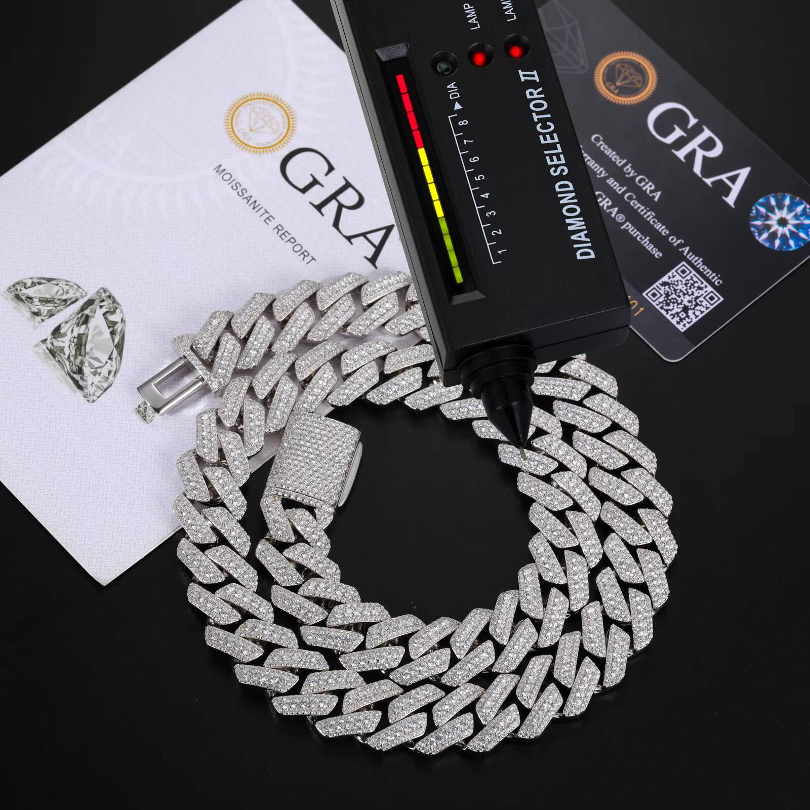 Hip Hop Jewelry Necklace Iced Out Moissanite Sterling Silver 925 15mm VVS Diamond Cuban Link Chain for Men