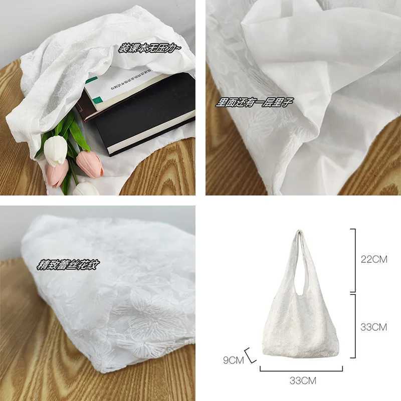 Lace Flowers Women Shoulder Bag Thin Polyester Ladies Shopping Handbags Solid Color Girs Book Bags Casual Female Travel Tote Y250730