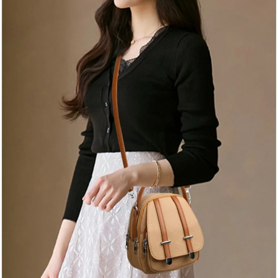 Small Shoulder Bags for Women Soft PU Leather Crossbody Bag Multifunction Messenger Casual Tote Lady Two Layers Handbag Sac 250725