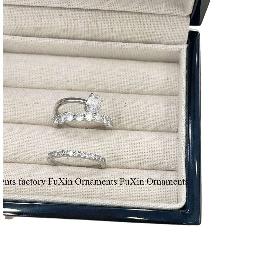 Couple Matching Micro Pave Zircon Sugar Cube Open Light Luxury Oval Egg Shape Index Finger Rings Design High-end Feel 746