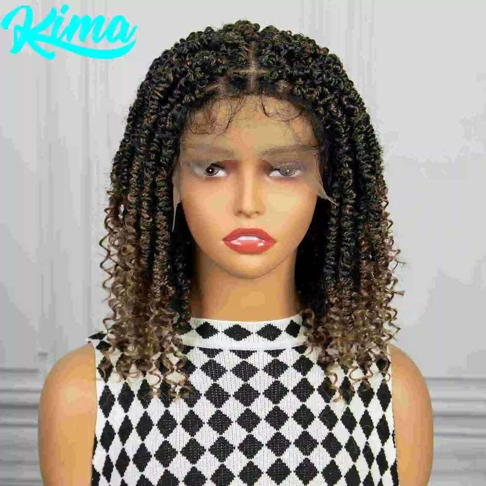 1B-27 Short Synthetic For Black Women Knotless Passion Braided Lace Twist Human Hair Spring Wig With Baby Hair