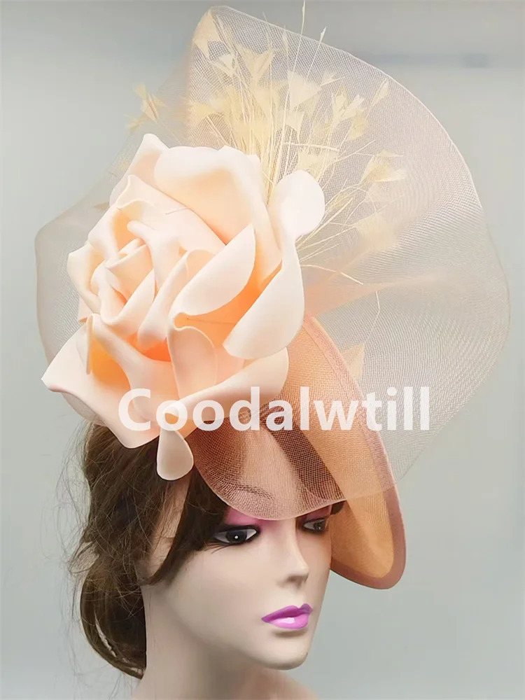 Big Flower Fascinator Derby Hat Women Party Dinner Headpiece Royal Ascot Pillbox Fascinator Hat Women Wedding Chapeau Cap Event 250729