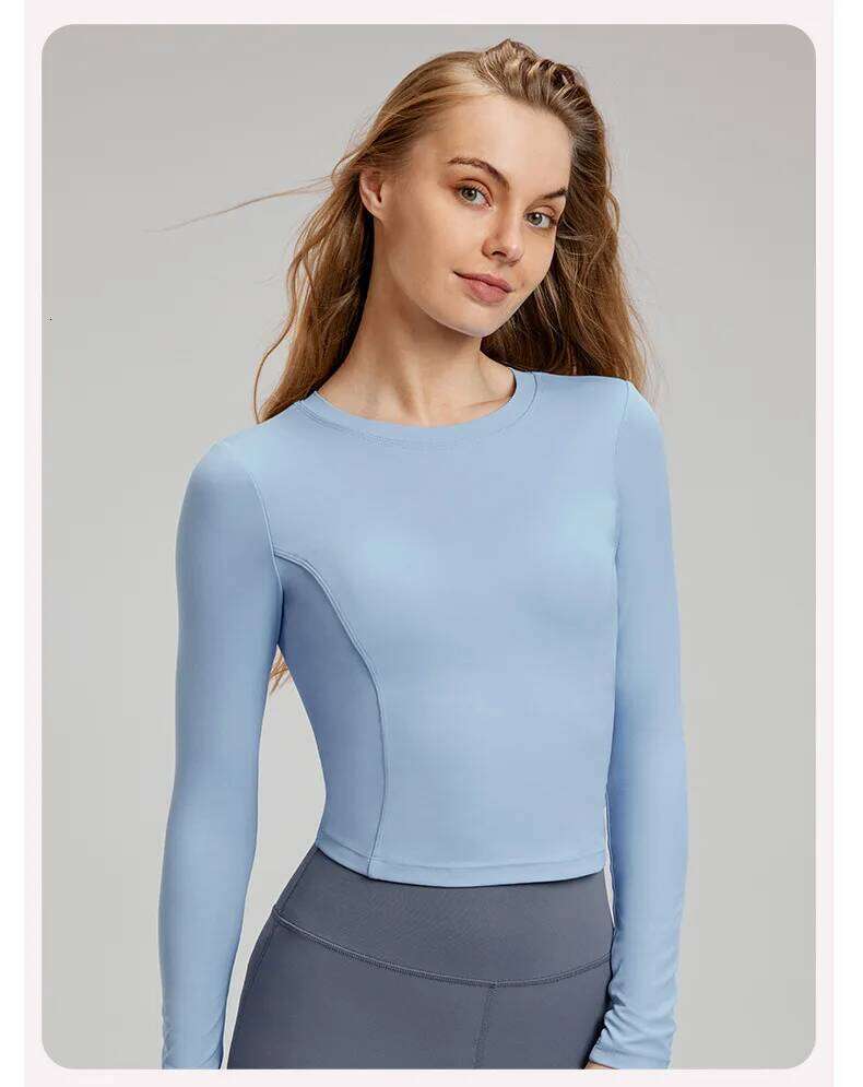 Autumn Winter Women Long Sleeve Back Hollow Out Drawstring T-shirt Elastic Breathable Pure Color Sports Gym Fiess Workout Top