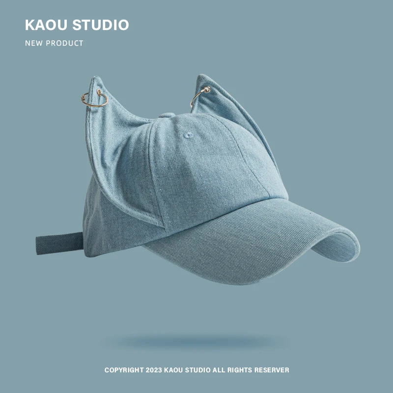 Niche Y2k Personality Cute Fox Ears Cowboy Baseball Cap Mens and Womens Metal Buckle Trend Sunshade Adjustable Hip Hop Hat 250730