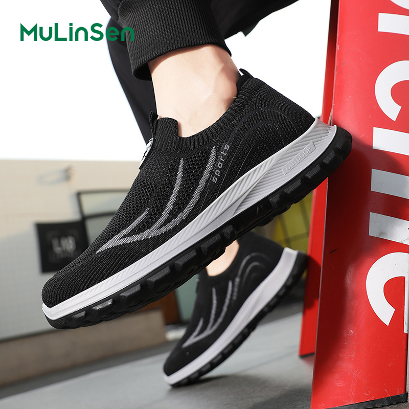 Mulinsen mesh shoes men's spring and summer breathable mesh fly woven slip-on old Beijing middle-aged and elderly comfortable old man dad shoes