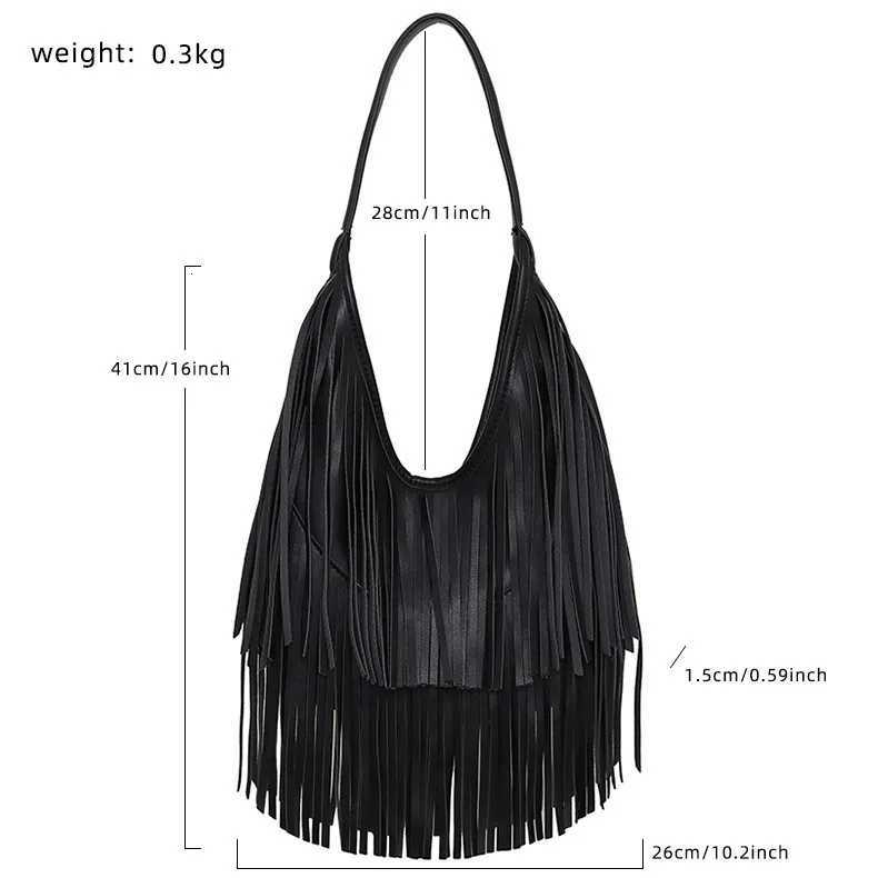 New Style Long Tassels Women handbag Fashion Shoulder Bags for ladies hand bag Soft PU leather casual hobos armpit bag Y250730