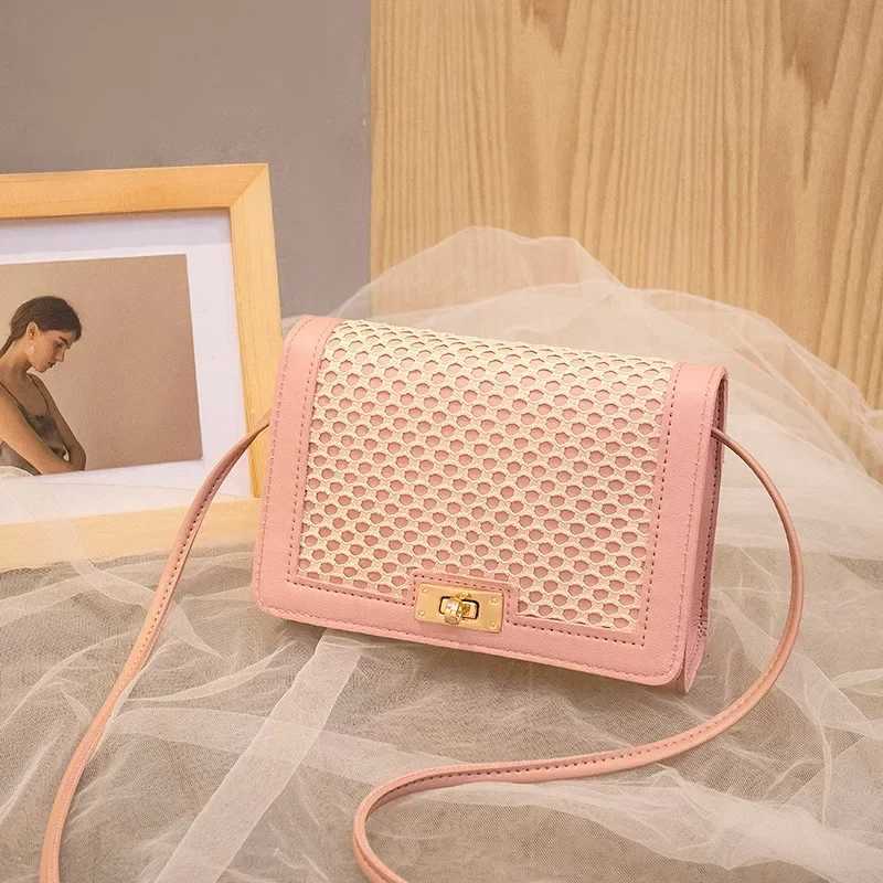 New Womens Messenger Bags Fashion All-match Small Square Bag Trend Mesh Bag Hit Color One-shoulder Mobile Phone Bag Y250730