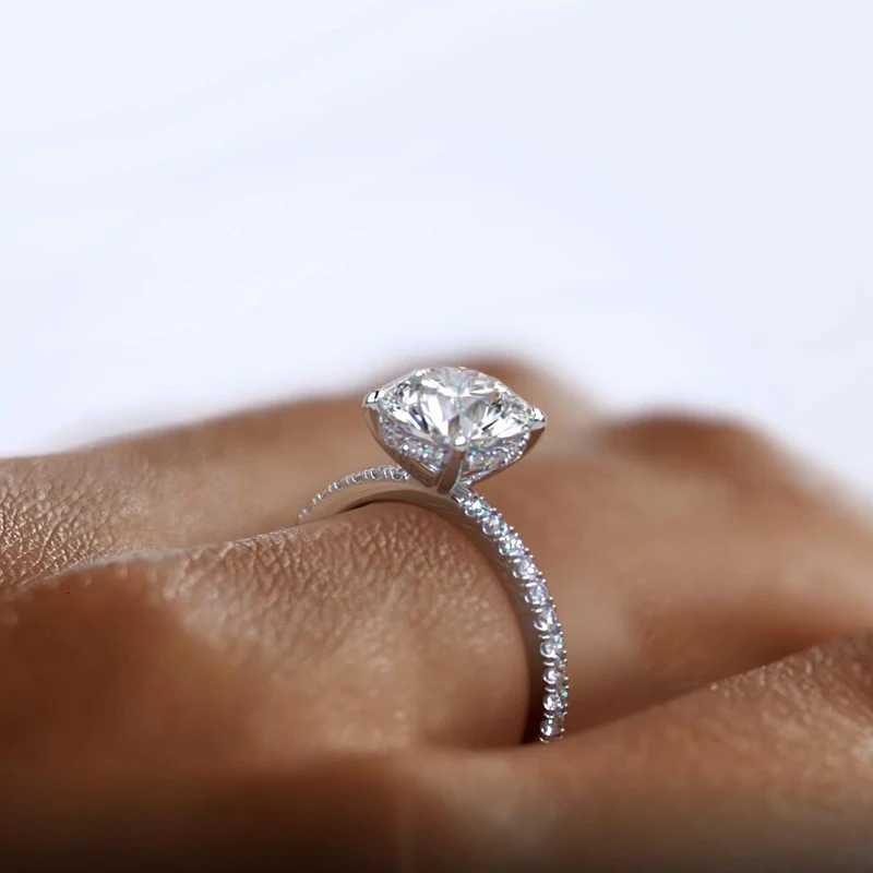 Classic 925 Sterling Silver Engagement Wedding Promise Ring 8mm 2 Carat Round D-E Moissanite Finger Rings for Women Jewelry GRA y250730
