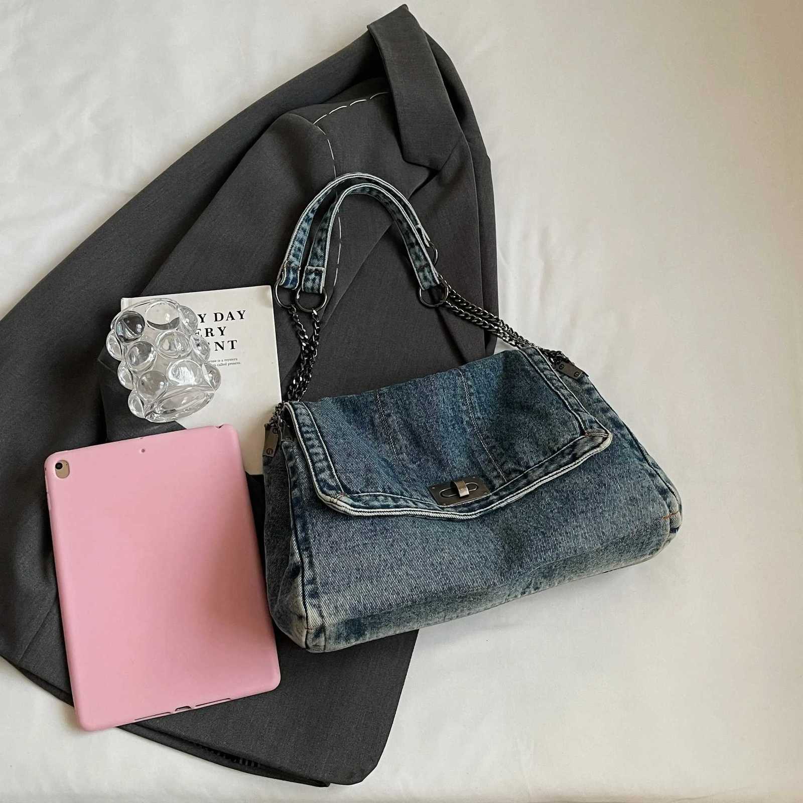 Denim bag women 2025 New fashion casual shoulder bags large capacity Tote Bag class commuting crossbody Bags for women bolsa sac Y250730