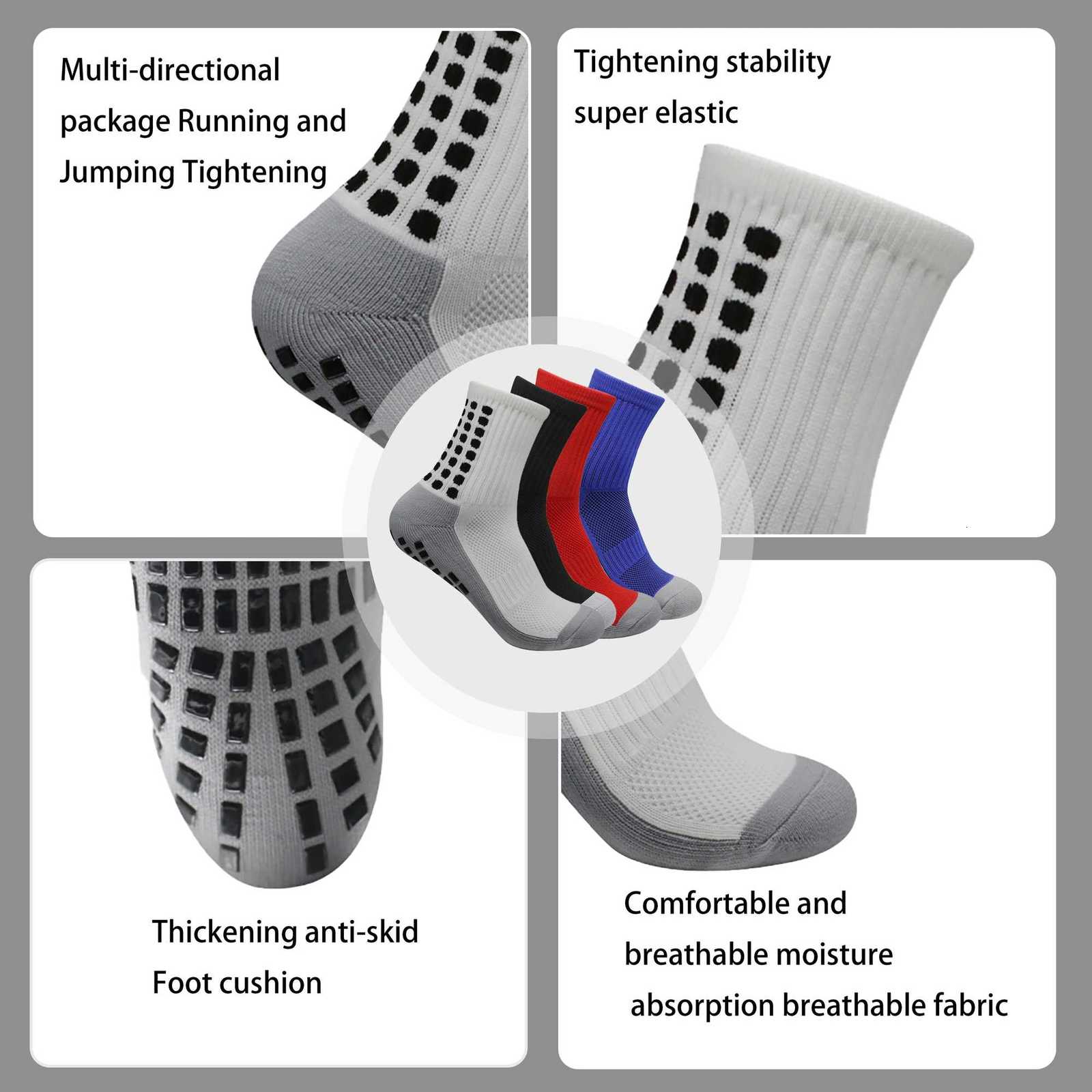 4PCS Set Non-Slip Viscose Football Socks with Drawstring Bag for Men Women Outdoor Sports Running Basketball Leg Bandage Z250731