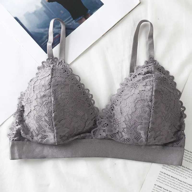 French Triangle Bra Women BaCKless Bralette Ladies Underwear Summer Sexy Bra GaTHered Bra No Steel Ring Lace Bra Lingerie Z250730