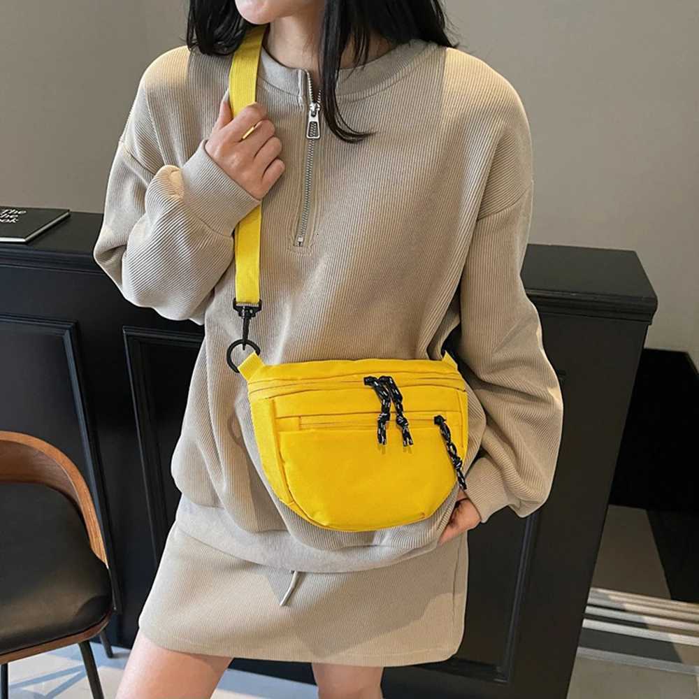 Korean Style Nylon Half Moon Bags Large Capacity Waterproof Dumpling Shoulder Bag Casual All-match Sports Crossbody Bag Unisex Y250730
