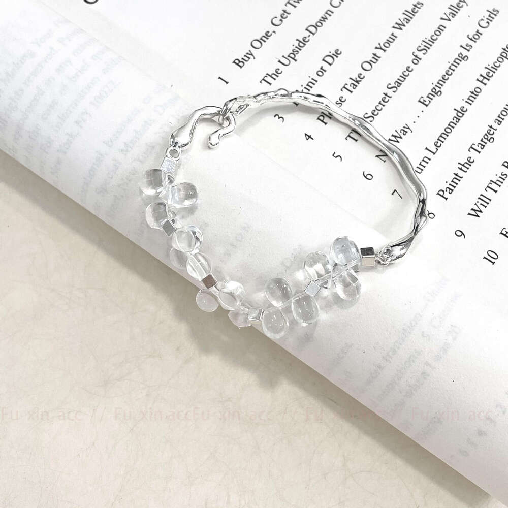 Transparent Beaded Cool Half Chain Fresh Sweet for Women Light Niche Design Exquisite Versatile Bracelet d46