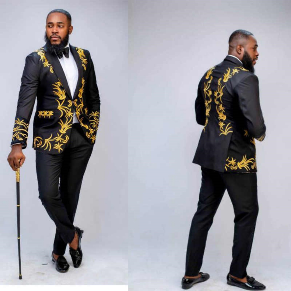 Modern Wedding Men Suits 2 Pcs Jacket Pants Notched Lepal One Button Flap Pocket Appliques Formal Occasions Customized