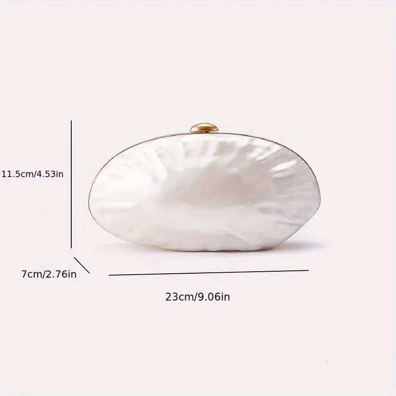 Shell Clutch Bag Acrylic Pearl White Frame Purse Women Wedding Wallet Female Evening Party Cute Ivory Lady Pro Handbag