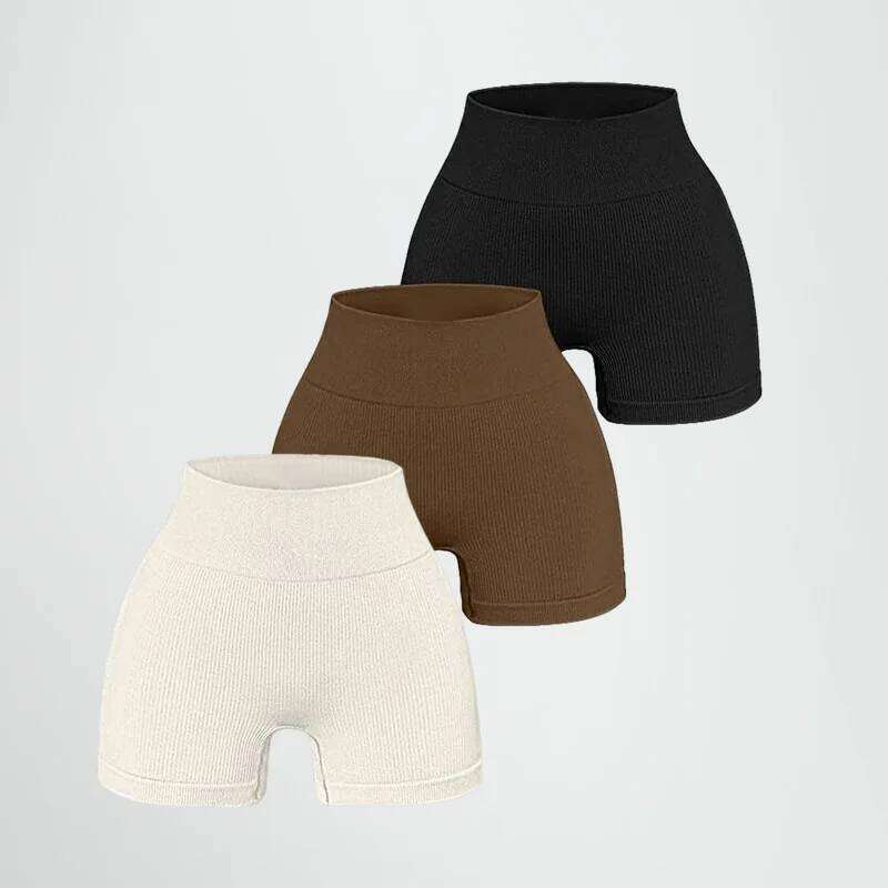 High-waisted Yoga Pant For Women, Designed To Lift Shape, Tight-fitting With Solid Color And Ribbed Texture, Sports Shorts