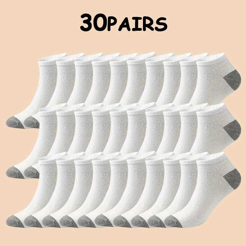 15/30 pairs of simple black white and gray boat socks for mens summer breathable thin short socks sports socks Z250731