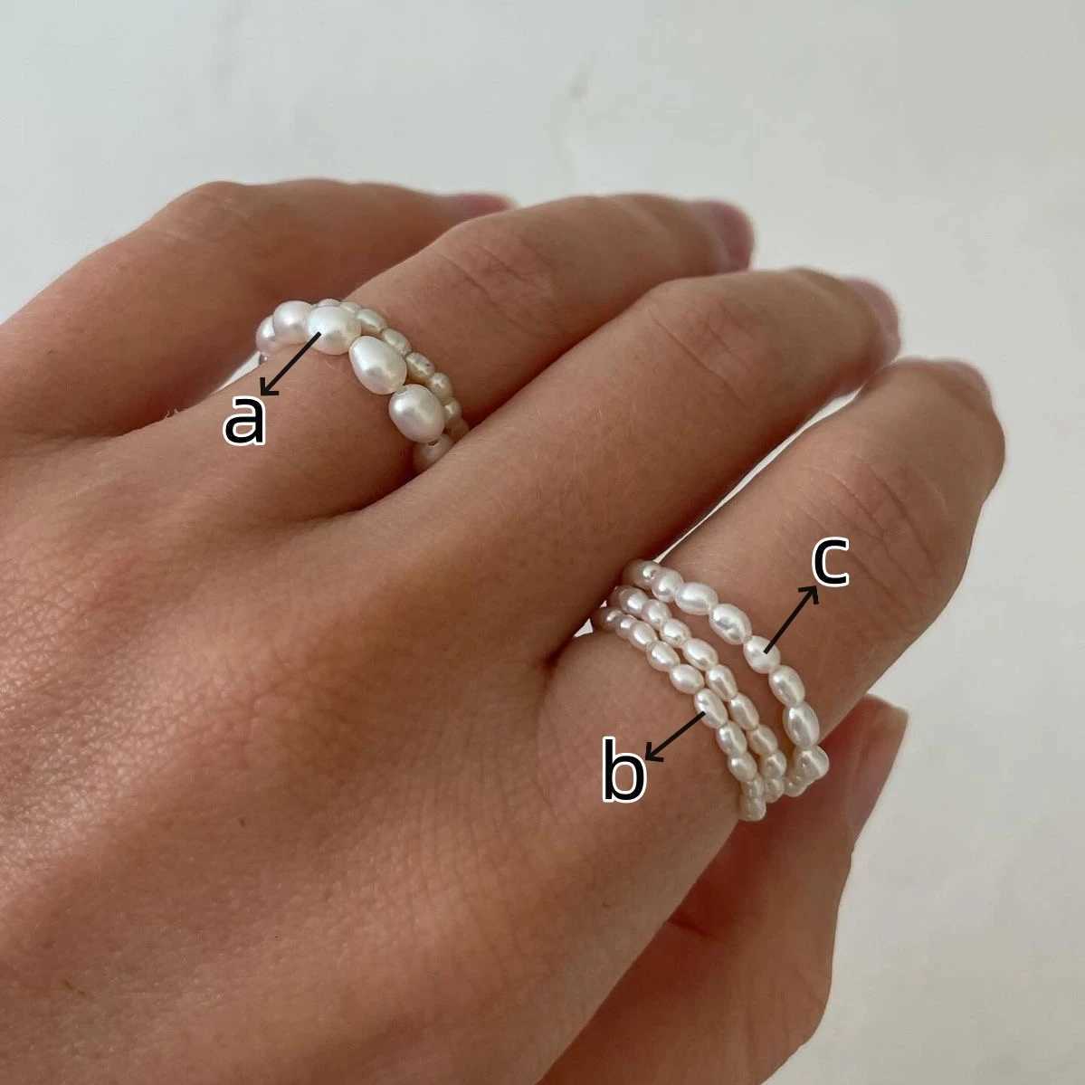 100% Freshwater Pearl Rings Stackable Elastic Finger Rings for Women Gifts Minimalist Ring Fashion Jewelry y250730