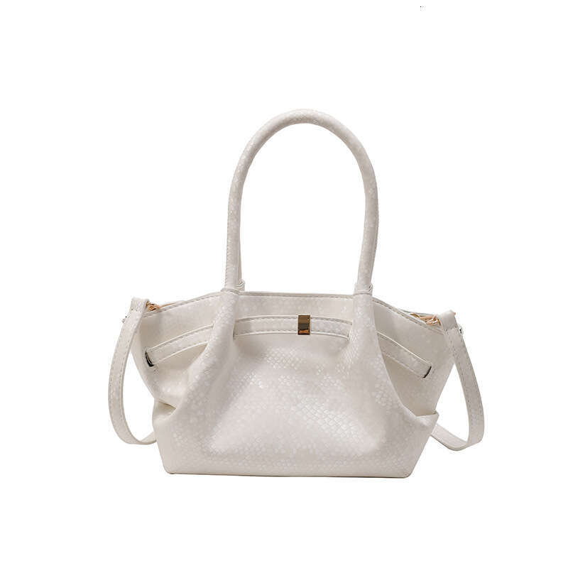 Handbag - Black Serpentine PU Leather Metal Decorative Single Shoulder Crossbody Bag, Fashionable and Versatile Commuter Women's Bag