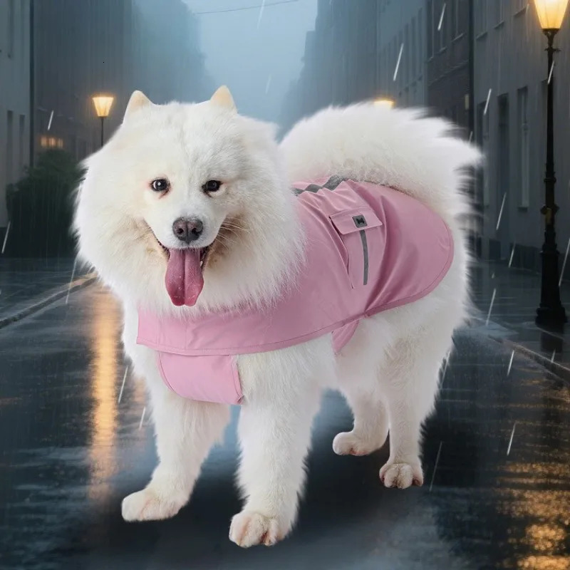 Mesh lined reflective strip dog raincoat waterproof fashionable dog jacket pet dog coat suitable for large pet dogs 250729
