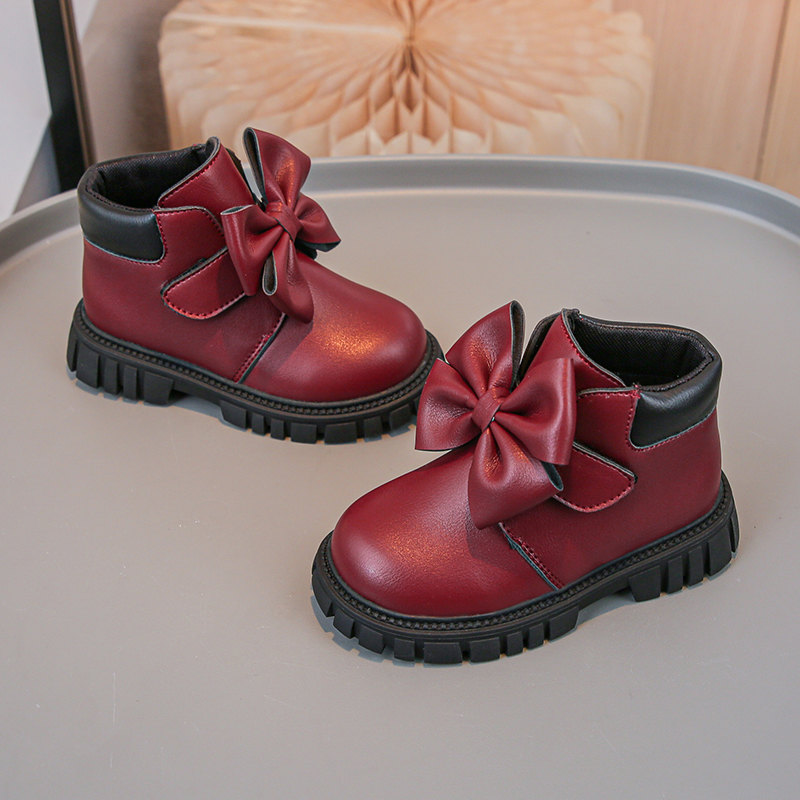 Korean Girls Martin Boots Big Bow Decoration Sweet Cool Girls Autumn and Winter Shoes