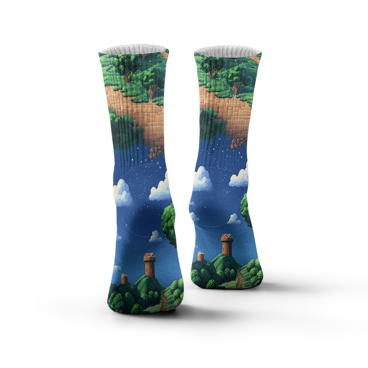 Retro Game Landscape Unisex Tube Designer Socks C123