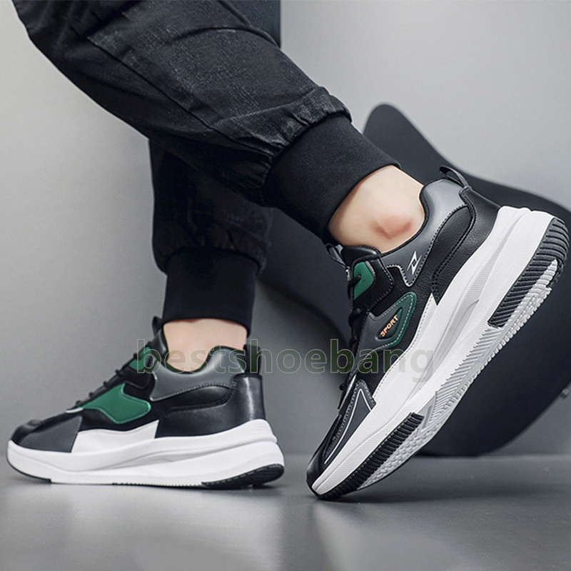 designer shoes sneakers lightweight leather trainers mens shoes fashion white green black thick-sole comfort durable non-slip sneaker size 39-44