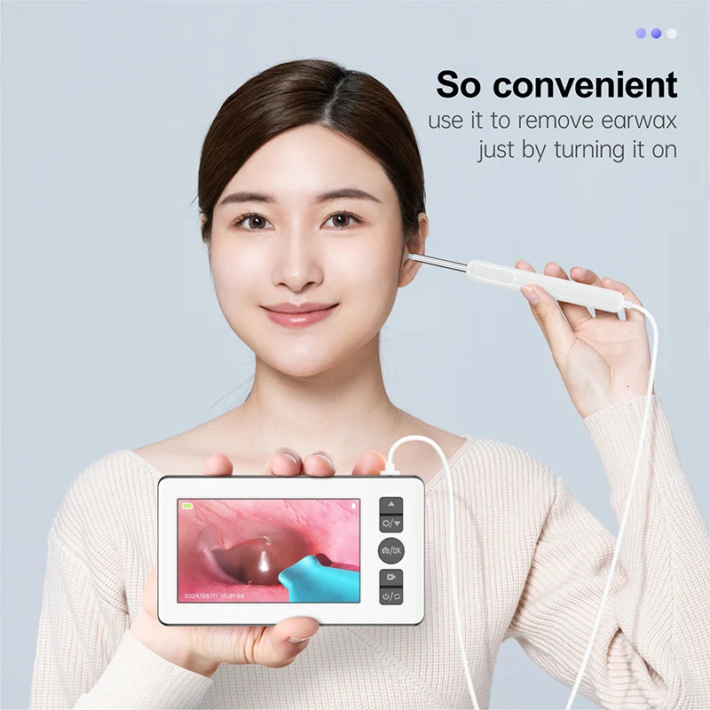 Digital Otoscope with 4.3 inch Screen 1080p HD Smart Visual Ear Camera Ear Wax Removal Tool Camera Support Po Video Recording 250726