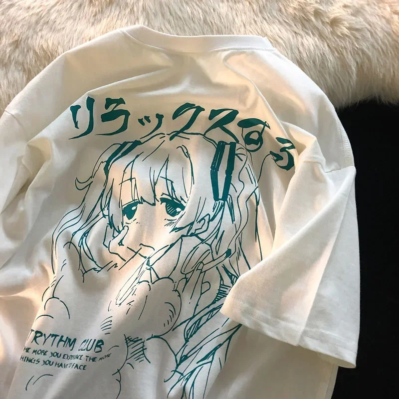 Women Clothing Womens T Shirt Y2k Japanese Harajuku Graphic Kawaii T Shirts Anime Print Oversized T Shirt Plus Size Grunge Top 250724