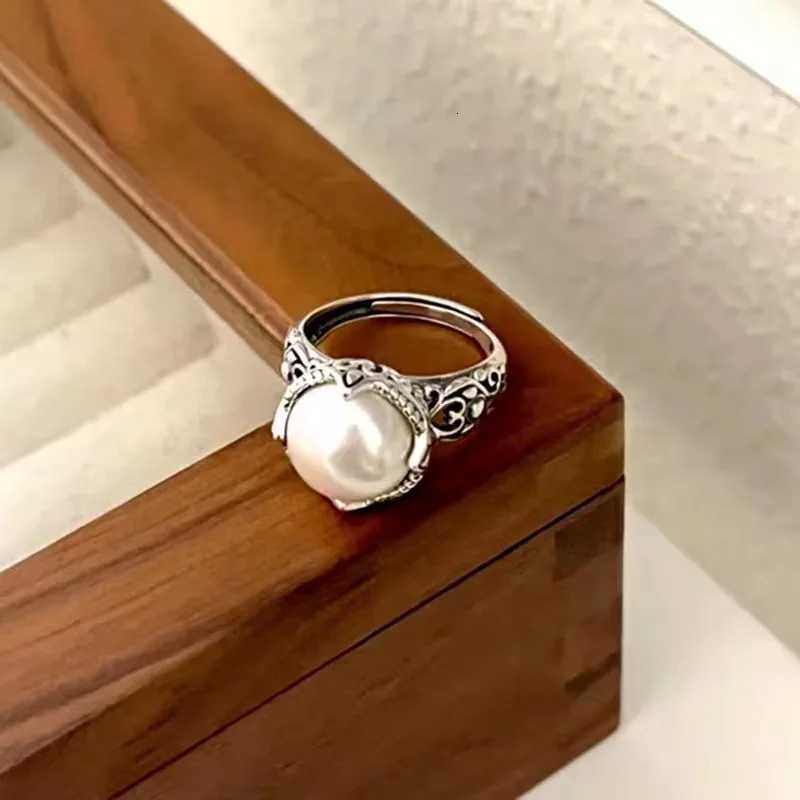 925 Sterling Silver Hollowed PearlAdjustable Rings For Women Wedding Luxury Accessories Dropshipping y250730