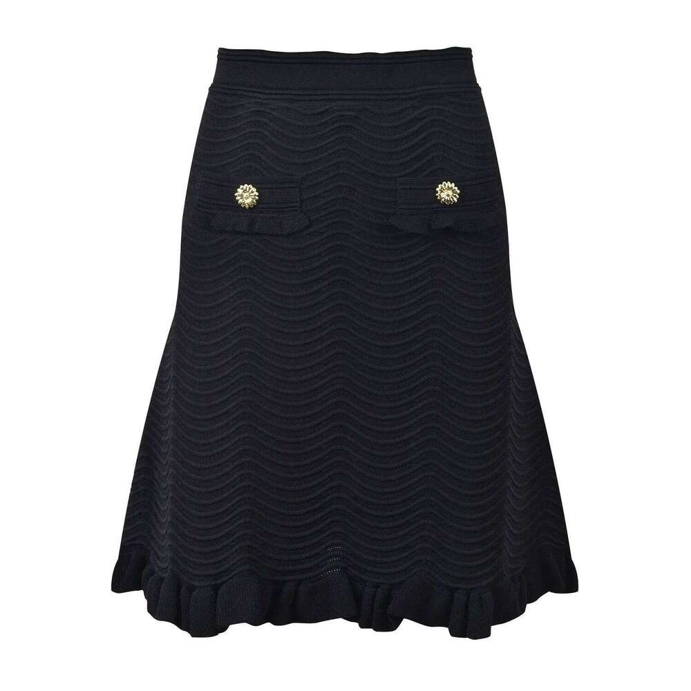 Designer Clothing 2025 Women's Set Turn Down Collar Single Breasted Slim Casual Sleeveless Tanks Top Or High Waist Knitted Skirt