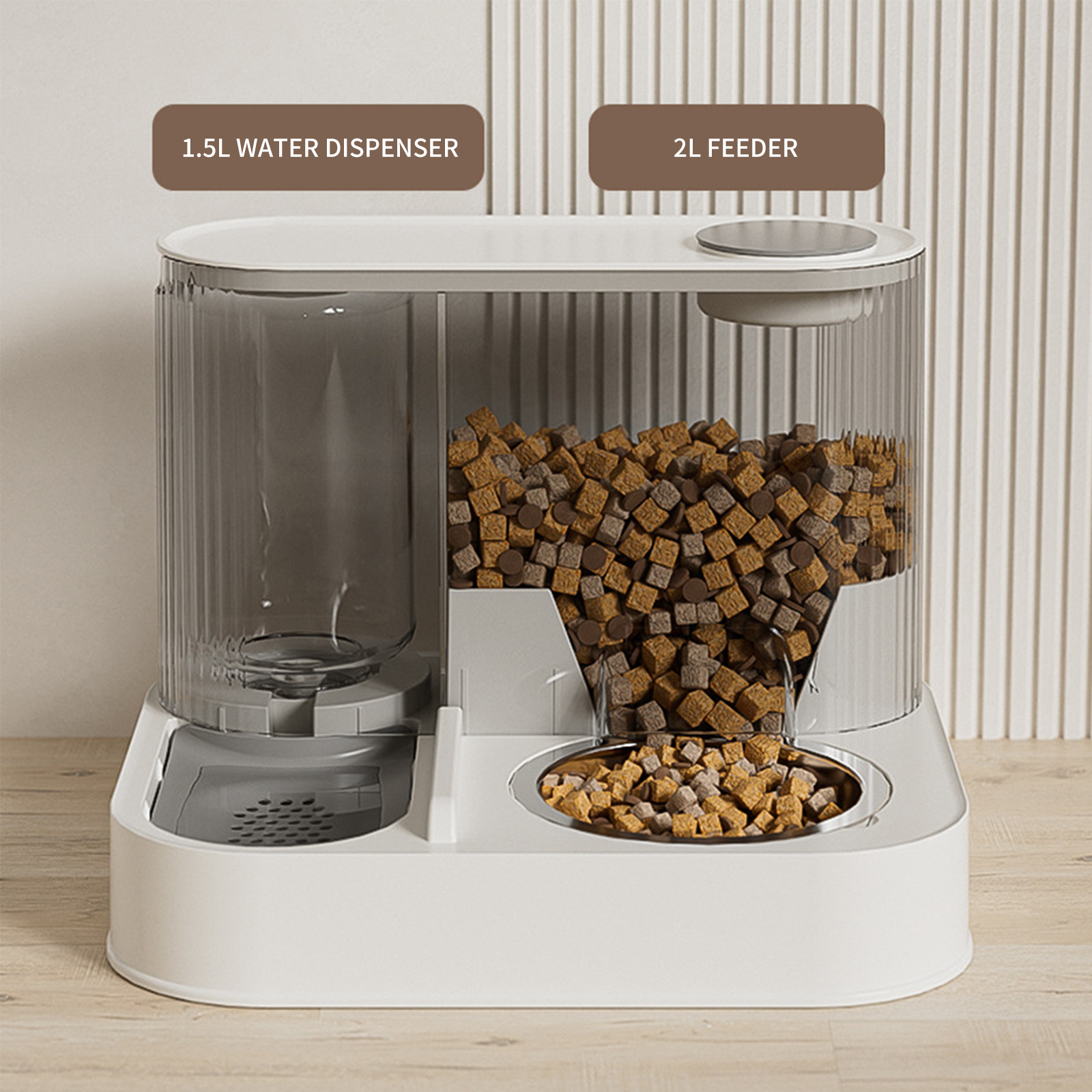 Automatic Feeding Machine Cat Bowl Dog Bowl Cat Food Feeding and Drinking Water 2-in-1 Stainless Steel Pet Bowl Pet Supplies