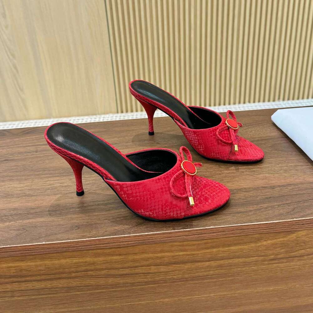 Women Size35-43 Leopard Horsehair Slippers Super High Heels Butterfly Knot Summer Slide Designer Shoes Zapatillas De Mujer 56b