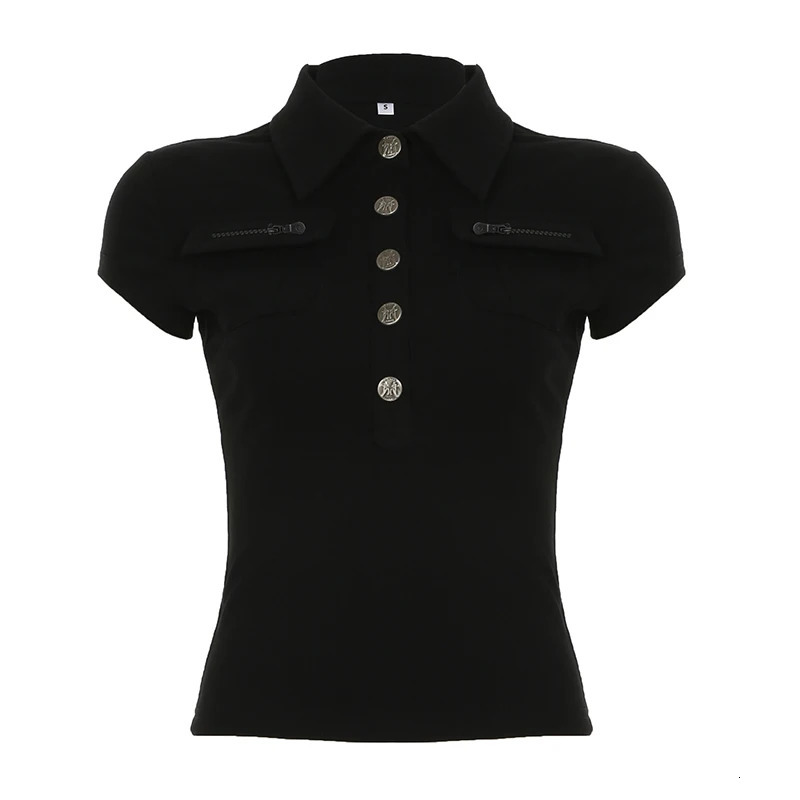 Fashion Safari Style Summer tie Chic Polo Shirts Metal Button Slim Fit n Packets Causal TShirts 250729