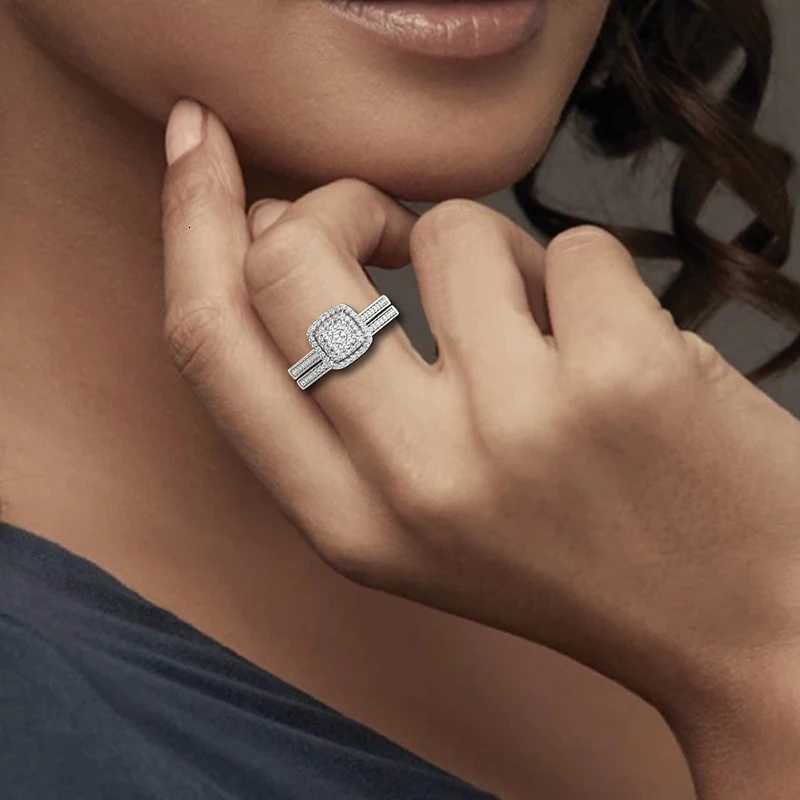 2pcs Moissanite Ring Set for Women Original 925 Silver Wedding Jewelry Luxury Engagement Ladies Anniversary Gift Trend y250730