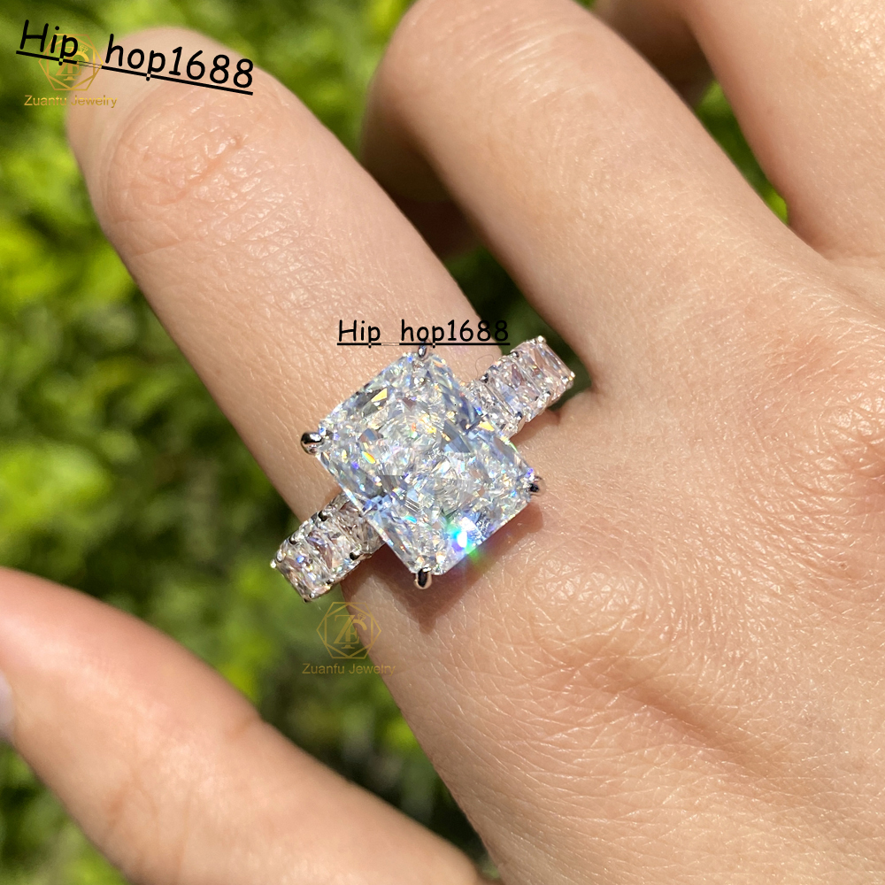 Fine Jewelry 14K Gold 5CT and 0.4CT Radiant Cut Moissanite Engagement Ring Large Stone Diamond Ring for Women