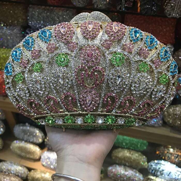 Designer Luxury Women Lantern Shape Evening Bags Ladies Red Pink Clutch Mini Night Purse Full Crystal Party Shoulder Bag Female Clutches