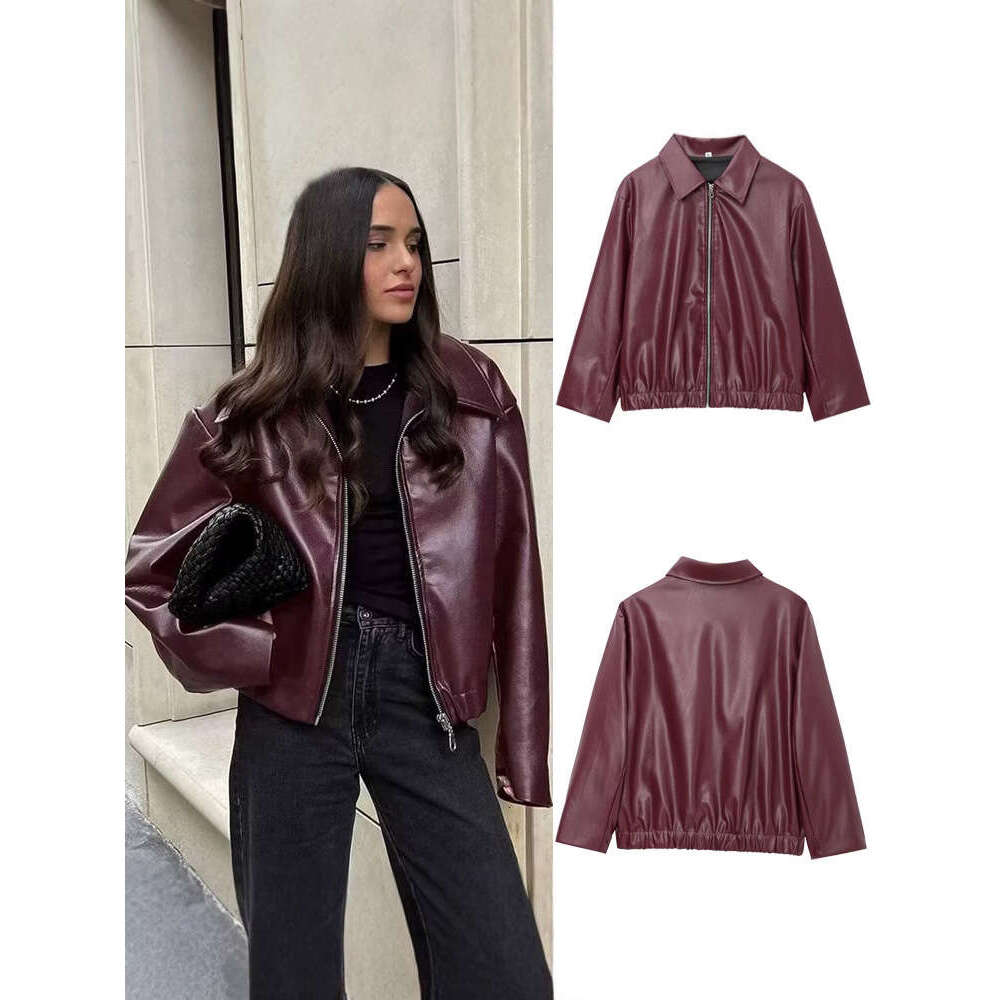 Autumn Fashion New Style Versatile Leather Jacket Loose Coat Women's