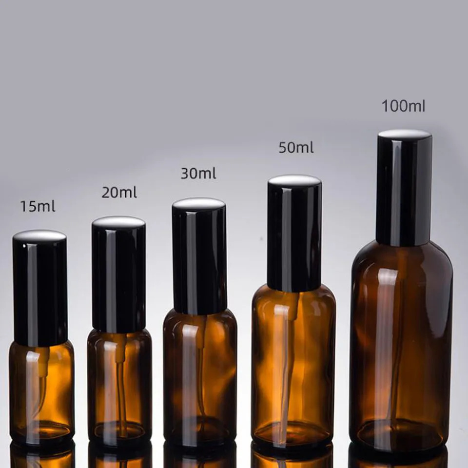 10PCS 30ml 50ml 100ml Essential Oil Spray Bottle Amber Fine Mist Perfume Atomizer Refillable Glass Bottles Empty bottle shampoo 250726