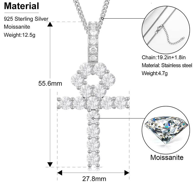 Wholesale Fast Shipping 3MM Jesus Cross VVS Moissanite Pendant 925 Sterling Silver Fine Diamond Pendant for Necklace Men