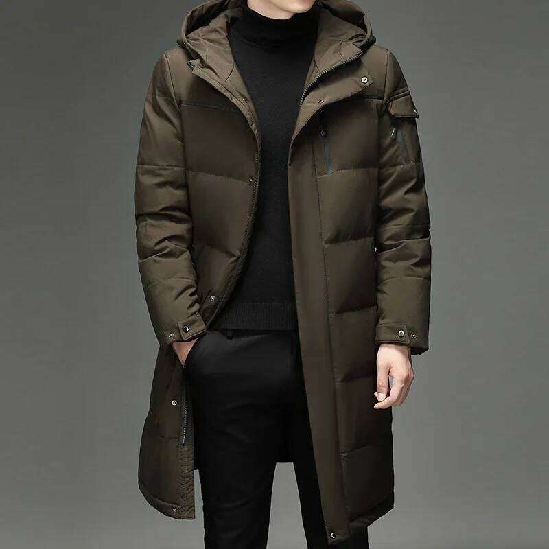 Long Men Down Coats Parkas Windproof Thick Padding Padded Winter Jacket Warm Stand Up Collar Male Coat MDNG