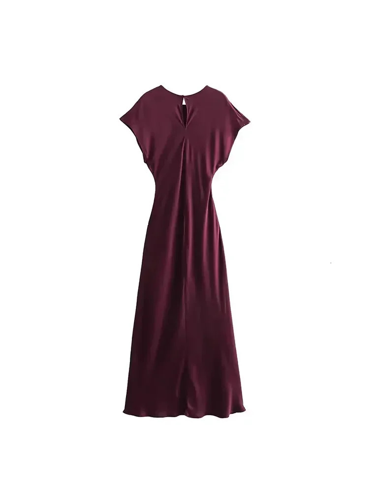 100% Cotton Midi Satin Dress Women Long Dresses For Chic And Elegant Evening Female Party Dress 250731