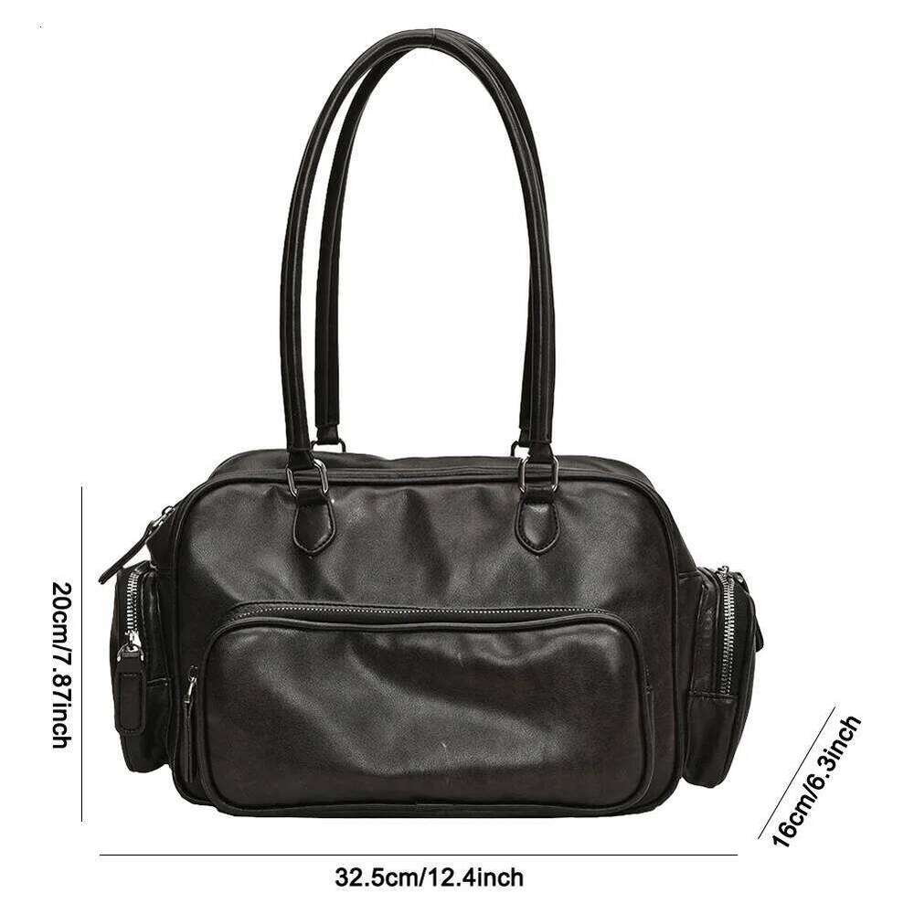 Shoulder Women with Multi-Pockets Tote PU Leather Solid Color Hobo Bag Handbag for Work Travel