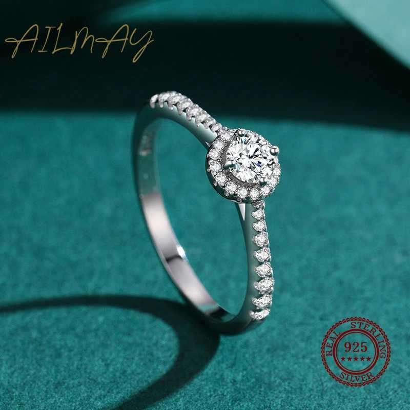 925 Sterling Silver Elegant Round Sparkling CZ Finger Ring For Women Wedding Engagement Jewelry Gift y250730
