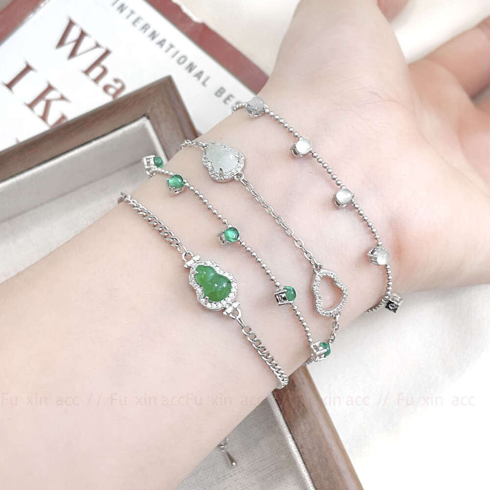 Wealth and Prosperity New Chinese Style Natural Jade Gourd Adjustable Lucky Bracelet Jewelry b5d