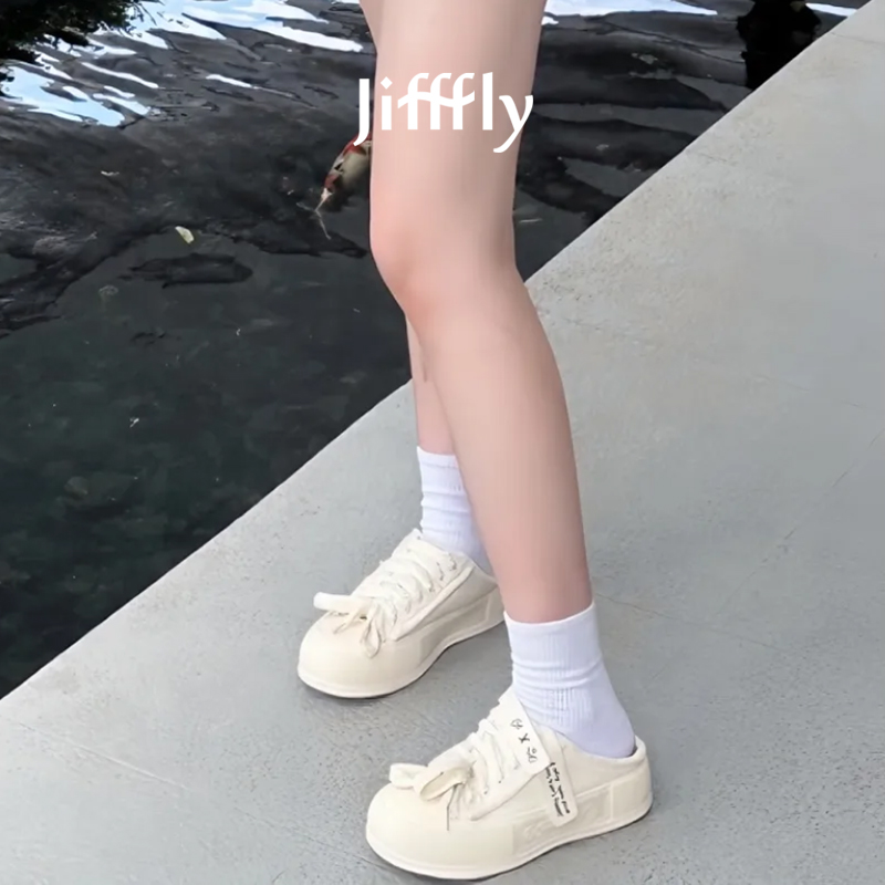 Casual Womens Thick-Sole Canvas Sneakers: Vintage-Inspired Dad Style