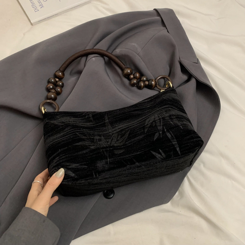 Retro ethnic style handbag, simple bead shoulder bag, multifunctional dumpling bag, designer bag, women's crossbody bag