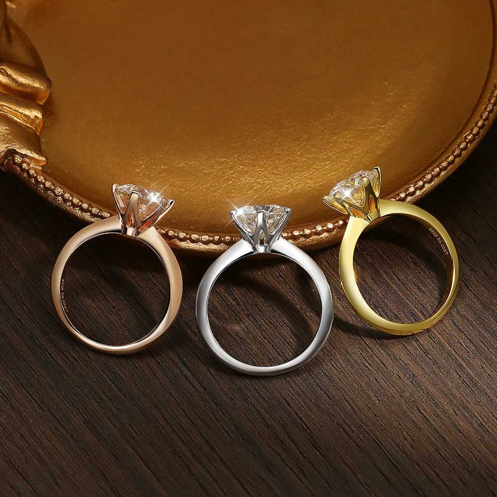 6 Prong Classic Trendy Solitaire Engagement Wedding Band GRA Certified 925 Silver Ring with Moissanite for Women y250730