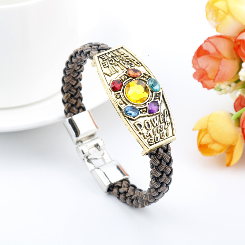 2025 Wish Hot Sale Avengers 3 Thanos Bracelet Madam Leather Rope Woven Bracelet Designer Bracelet In Stock Wholesale