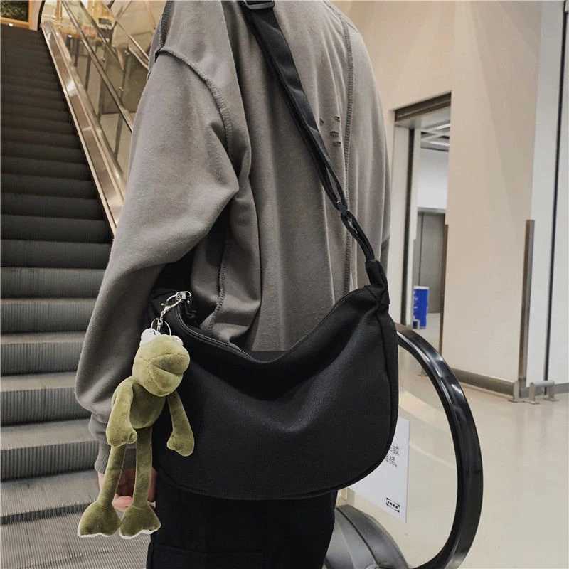 Canvas Crossbody Bag Large Capacity Hip-Hop Street Style For Both Men And Women Y250730